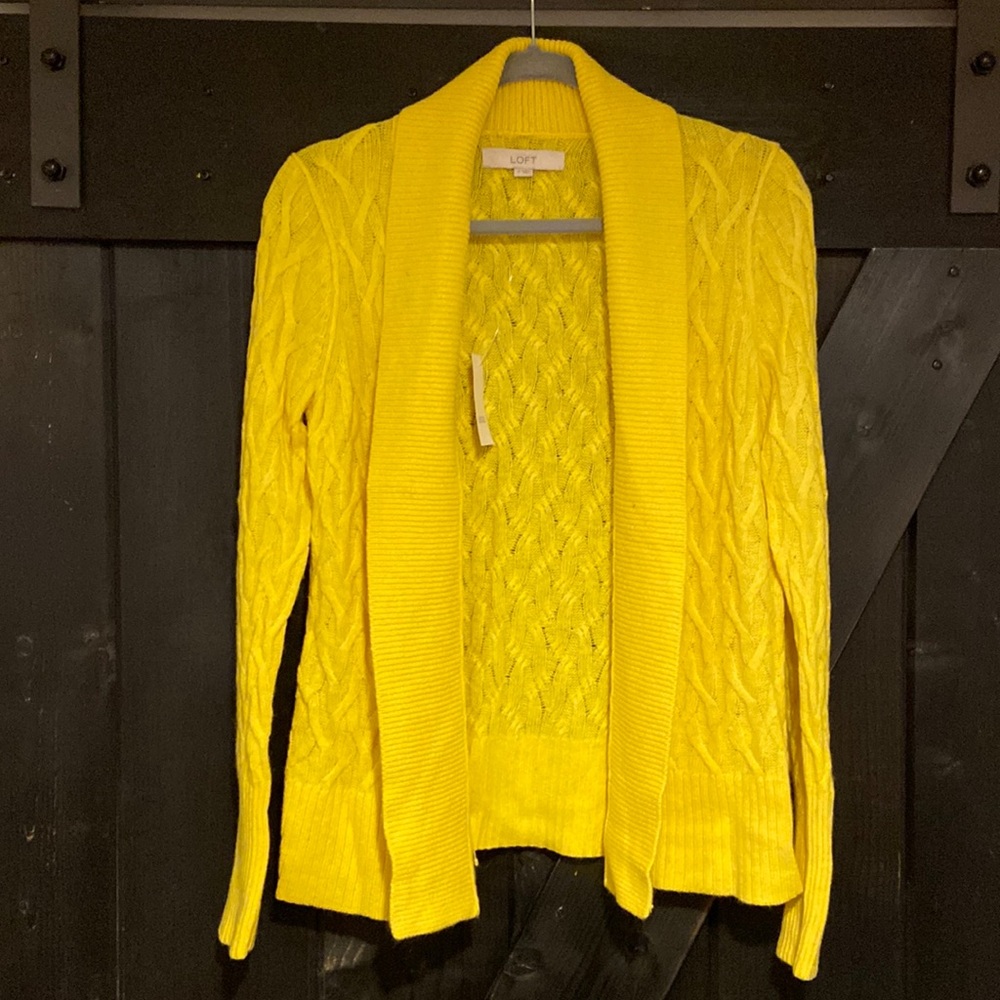 Loft cable knit open cardigan